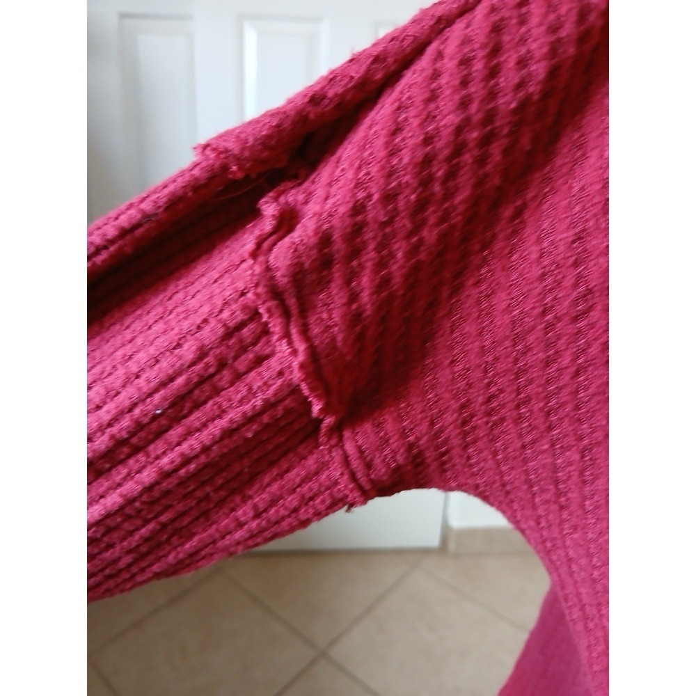 KNOX ROSE Waffle Knit Dropped Shoulder Blouse Topβ Small Front Knot Lace Back - Picture 7 of 16